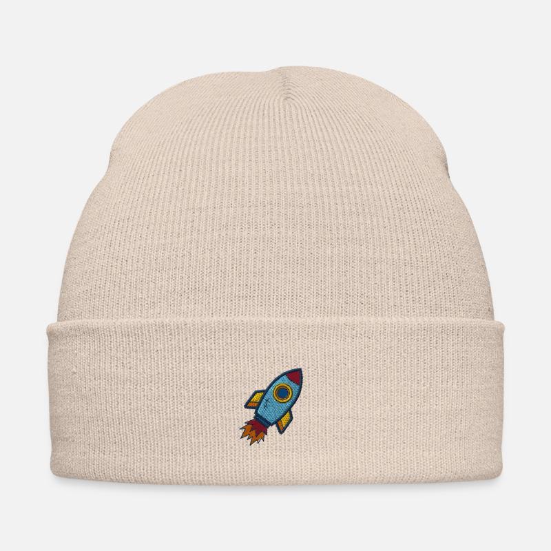 Spaceship - Bestickte Wintermütze - Beige