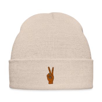 Victory - Embroidered Winter Hat - beige - Front