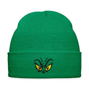 The Grinch Embroidery Design Grinch Eyes - Embroidered Winter Hat - kelly green - Front