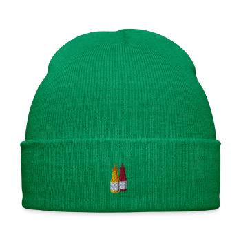 Ketchup and mustard embroidered - Embroidered Winter Hat - kelly green - Front