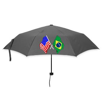 Flagge USA und Brasilien Flagge - Regenschirm (klein) - Grau - Vorne