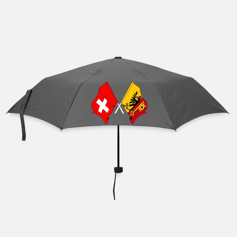 Flagge Schweiz und Flagge Kanton oder Genf - Regenschirm (klein) - Grau