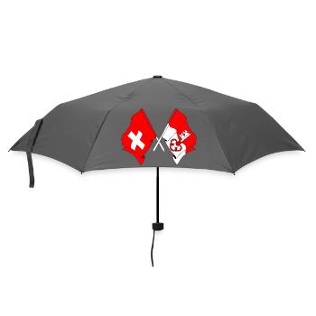 Schweiz-Flagge und Obwaldner Flagge - Regenschirm (klein) - Grau - Vorne