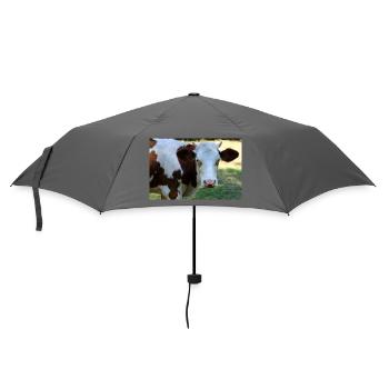 Kuh Poster - Regenschirm (klein) - Grau - Vorne