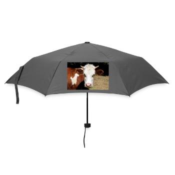 Kuh Poster - Regenschirm (klein) - Grau - Vorne