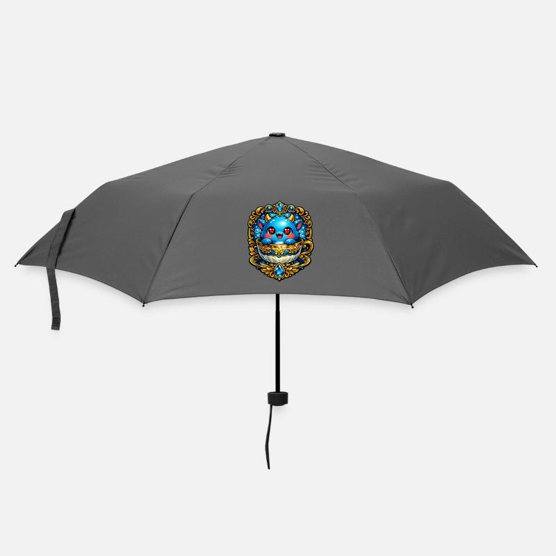 Kleiner Blaues Teekupferdrache - Regenschirm (klein) - Grau