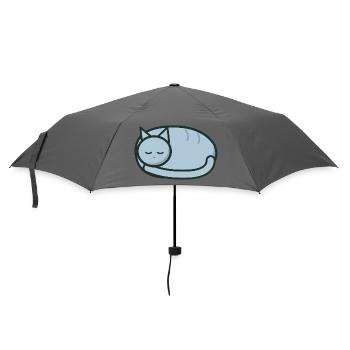 Schläfrige zusammengerollte Katze – Kleines Brustemblem - Regenschirm (klein) - Grau - Vorne