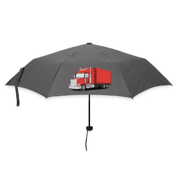 Roter Lastwagen Illustrierter Stil - Regenschirm (klein) - Grau - Vorne