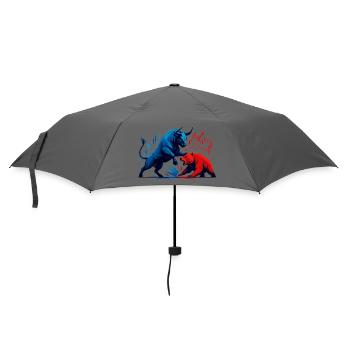 Bull vs. Bear Wall Street Stock Market Fight Stocks - Umbrella (small) - grey - Front