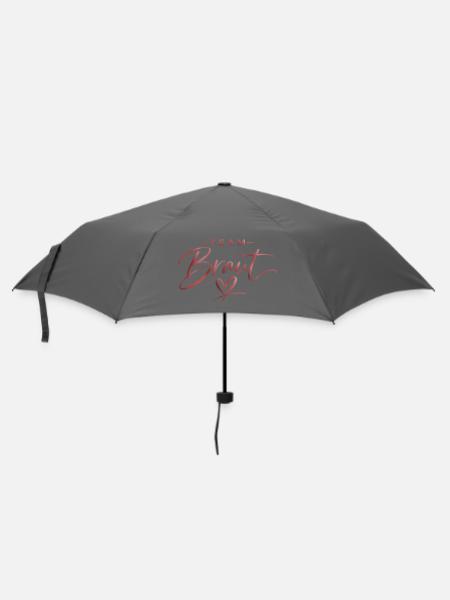 Brautteam Herzschrift Design - Regenschirm (klein) - Grau