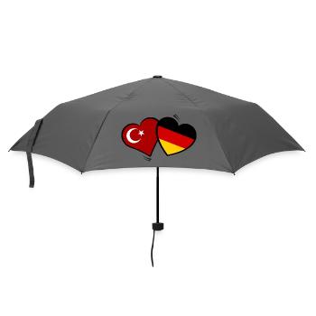 Türkei Deutschland Herzenflaggen - Regenschirm (klein) - Grau - Vorne