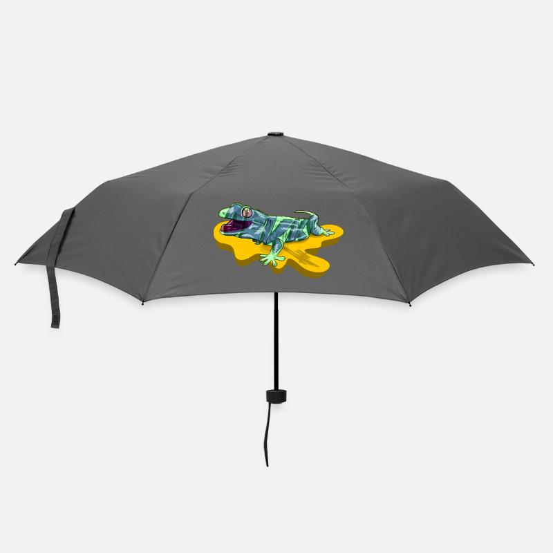 Lizard on neon yellow pond - Umbrella (small) - grey
