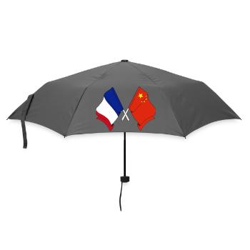 Flagge von Frankreich und Flagge China - Regenschirm (klein) - Grau - Vorne