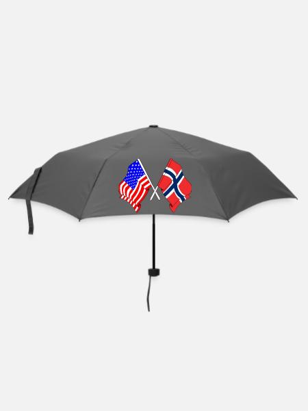 Flagge USA, Flagge Norwegen - Regenschirm (klein) - Grau