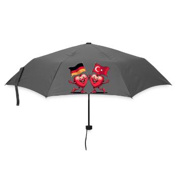 Deutschland und Türkei Herzen - Regenschirm (klein) - Grau - Vorne