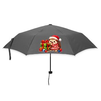 Niedlicher Igel Weihnachtsmann-hut - Regenschirm (klein) - Grau - Vorne