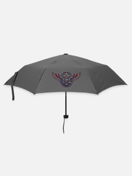 Steampunk Eulen Uhrwerk - Regenschirm (klein) - Grau