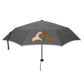 Coloured heart hand motif - customisable - Umbrella (small) - grey - Front