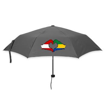 Austria Gabon Flag Hands Heart Shape Used - Umbrella (small) - grey - Front