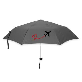 Airplane aviator with heart in black red - Umbrella (small) - grey - Front