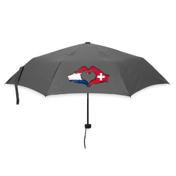 Holland Switzerland Flag Hands Heart Shape Used - Umbrella (small) - grey - Front