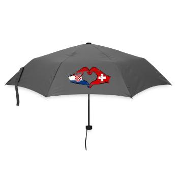 Croatia Switzerland Flag Hands Heart Shape Used - Umbrella (small) - grey - Front