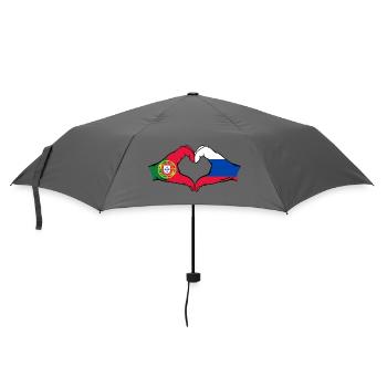Portugal Russia Flag Hands Heart Shape - Umbrella (small) - grey - Front