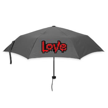 Pixel Art Text – LOVE in Red Letters - Umbrella (small) - grey - Front