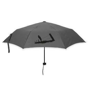 Rabe Krähe Zaun Zaunpfahl - Regenschirm (klein) - Grau - Vorne