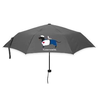 Küstenwache Nordsee Dackel mit Herz - Regenschirm (klein) - Grau - Vorne
