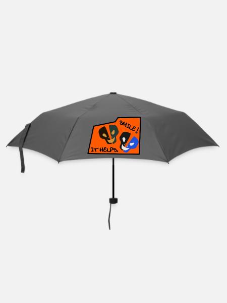Lächeln! Es hilft – verdrehte Schädel - Regenschirm (klein) - Grau