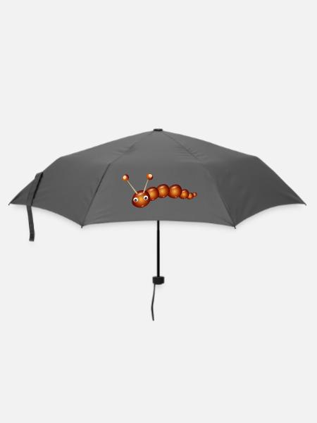 Niedliche Kastanien-Raupe – Kindheit & Bastelspaß - Regenschirm (klein) - Grau