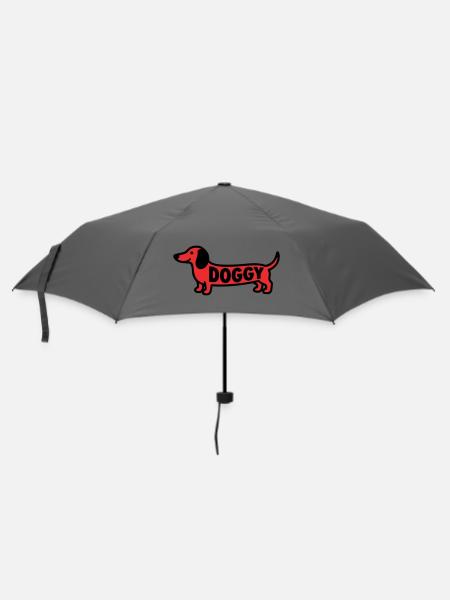 Dackel Hund Doggy Spruch Rot - Regenschirm (klein) - Grau