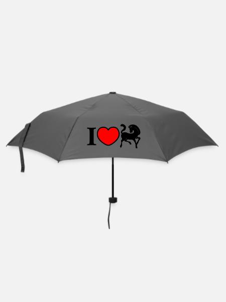 Ich Herz mit schwarzem Pferd - Regenschirm (klein) - Grau