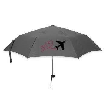 Airplane with 2 hearts - Umbrella (small) - grey - Front