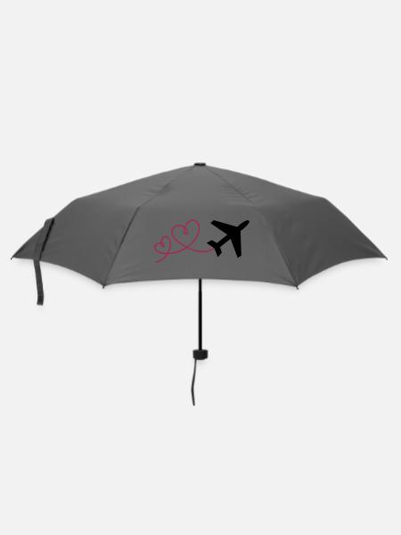 Flugzeug mit 2 Herzen - Regenschirm (klein) - Grau