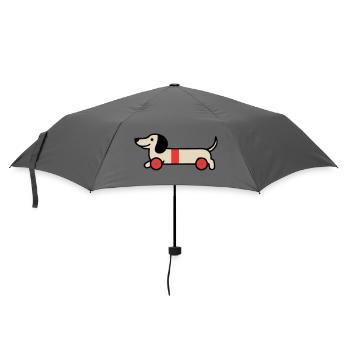 Dackel Spielzeug Holzrad Kind - Regenschirm (klein) - Grau - Vorne