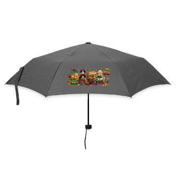 Reading dogs with stacks of books - Umbrella (small) - grey - Front