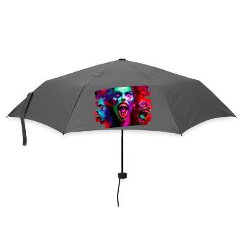 art kunst kreativ lustig horror monster techno - Regenschirm (klein) - Grau - Vorne