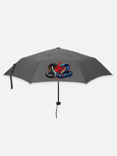dynamisches und farbenfrohes Cobra-Schlangen Motiv - Regenschirm (klein) - Grau