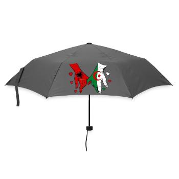 Albania Algeria flag hand holding used - Umbrella (small) - grey - Front