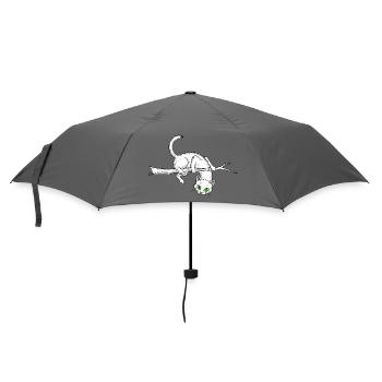 Lustige Katze auf einem Ast – lustiges Haustier - Regenschirm (klein) - Grau - Vorne