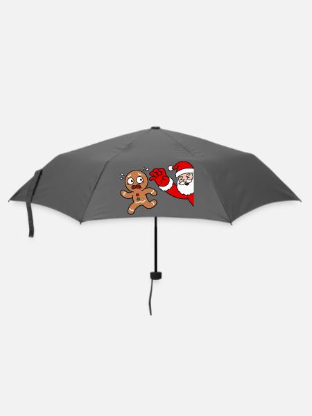 Kawaii-Lebkuchenmann flieht aus Santa Christmas - Regenschirm (klein) - Grau