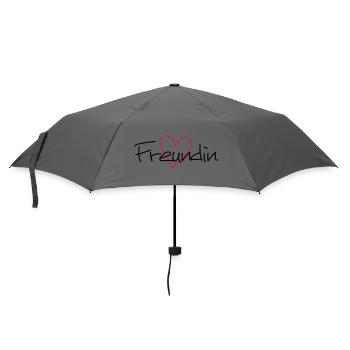 Freundin Herz Geschenk Geburtstag - Regenschirm (klein) - Grau - Vorne