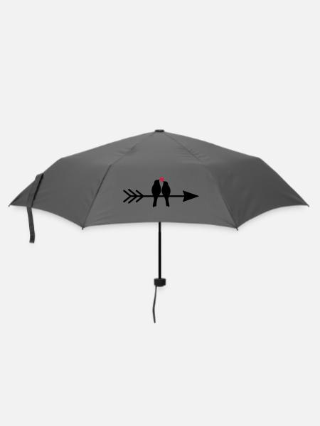 Vogel Vögel Herz Paar auf Pfeil Geschenk Liebe - Regenschirm (klein) - Grau