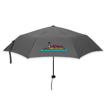 Plymouth City Skyline Smeaton's Tower Line Art - Umbrella (small) - grey - Front