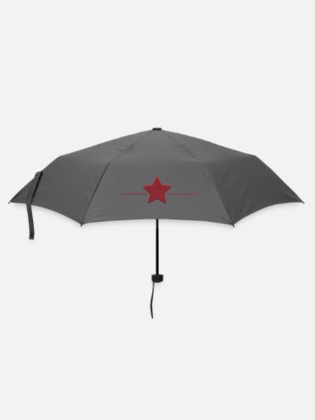 Roter Stern mit Randlinie - Regenschirm (klein) - Grau