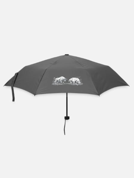 Bulle & Bär: Geometrische Low-Poly Aktien Börse - Regenschirm (klein) - Grau