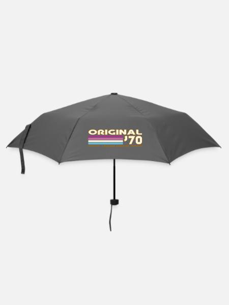 Originale Retro-Streifen der 70er - Regenschirm (klein) - Grau
