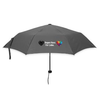 Liebe statt Hass Regenbogen Herz Motiv - Regenschirm (klein) - Grau - Vorne